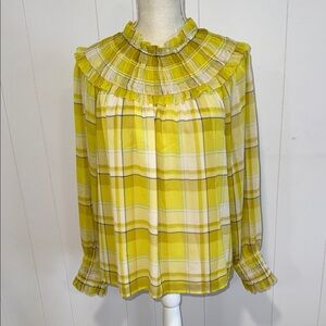 Yellow Plaid Ruffle Blouse